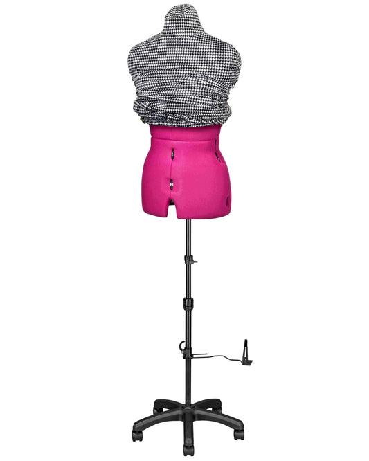 Schneiderpuppe verstellbar Dame | CELINE MULTI | Gr.L/48-54 | 8-teilig | 5-Bein Standfuß m. Rollen | Schutzbezug S/W | komplett einstellbar