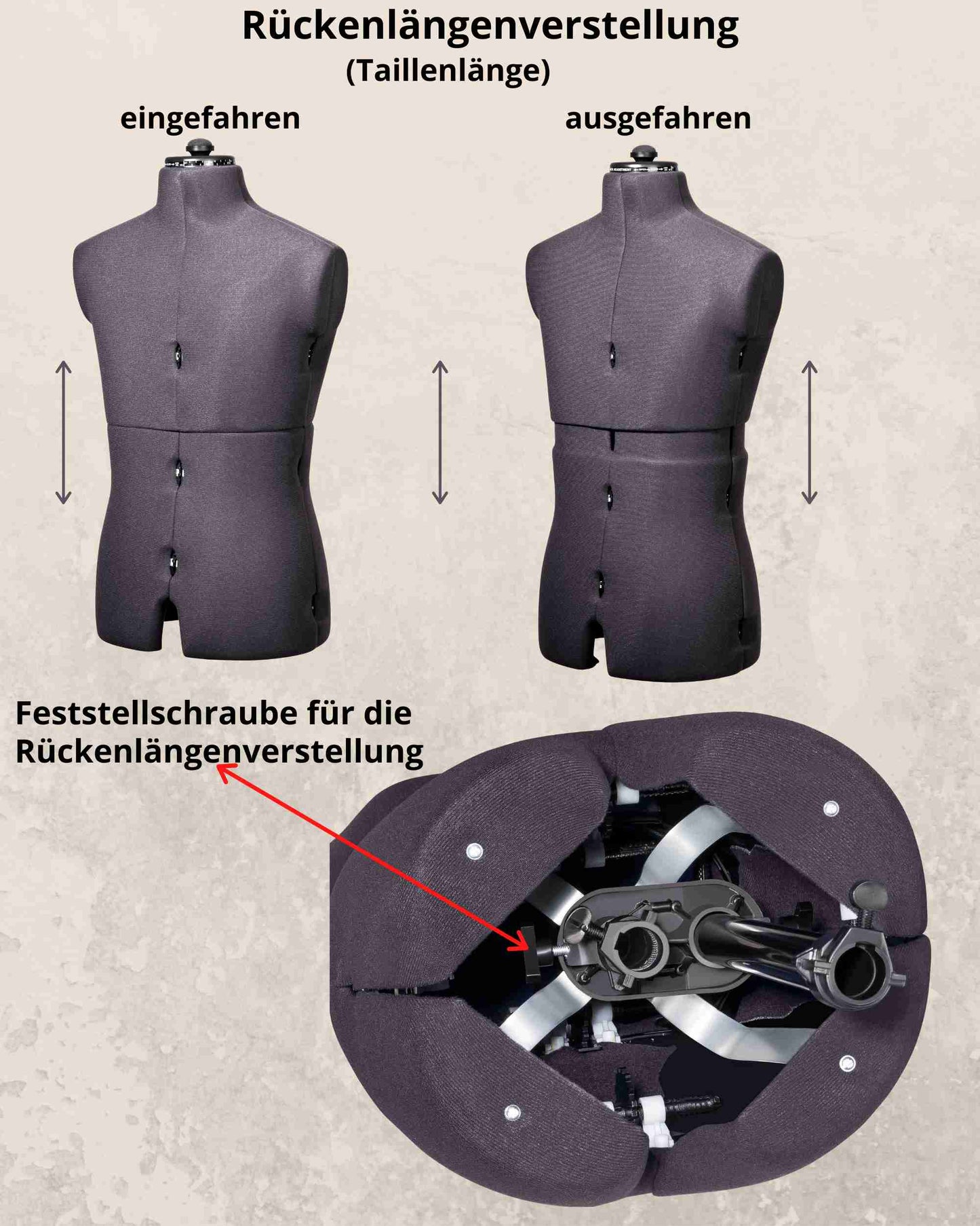 Hosen Schneiderpuppe verstellbar Herr | PAUL | Gr. 48-54 | 8-teilig | 5-Bein Standfuß | Hosen anziehbar | komplett einstellbar