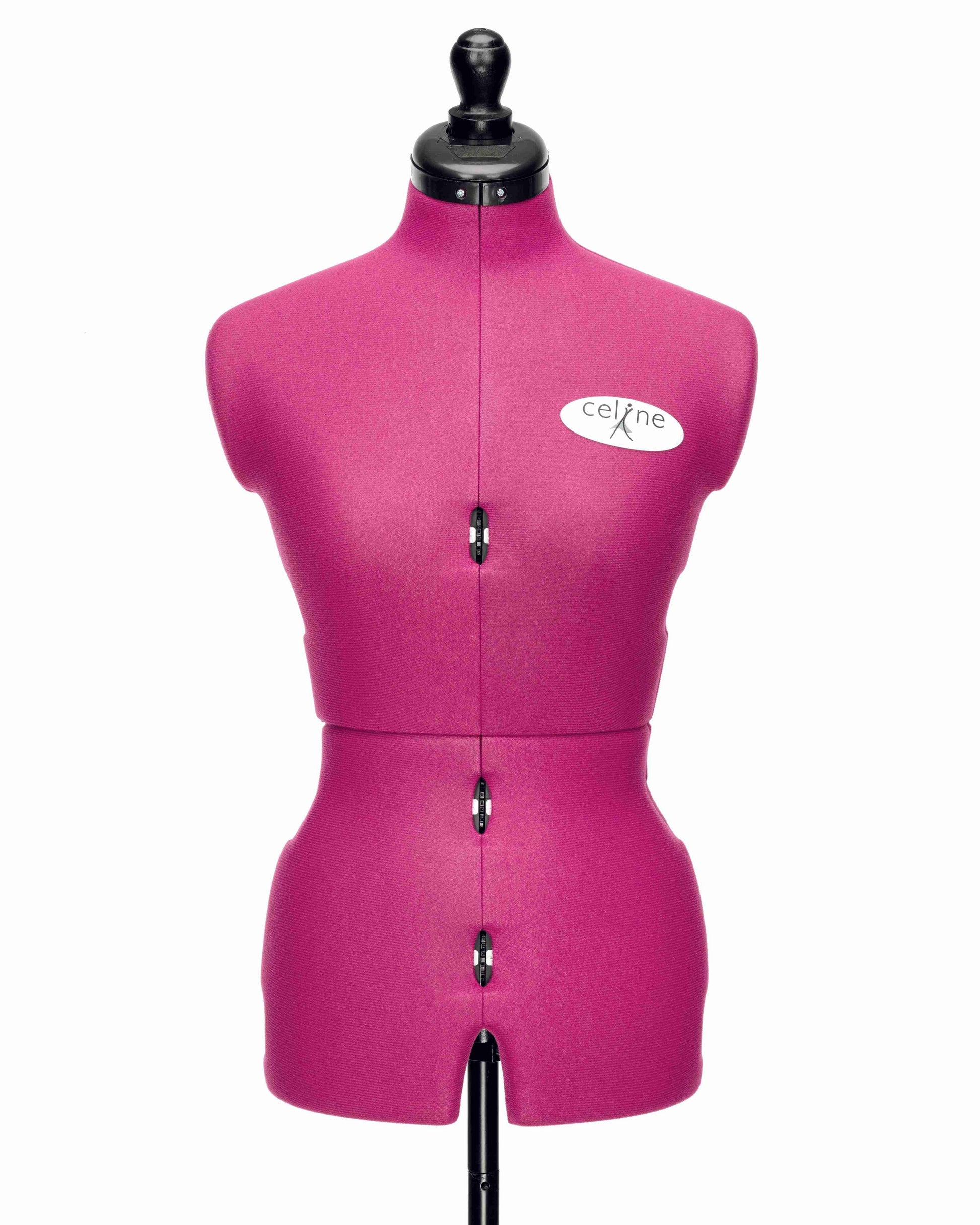 Ansicht Torso (Farbe Fuchsia) der CELINE MULTI, ohne 4-Bein Standfuß, von vorne Frontalansicht, Rückenlängenverstellung geschlossen