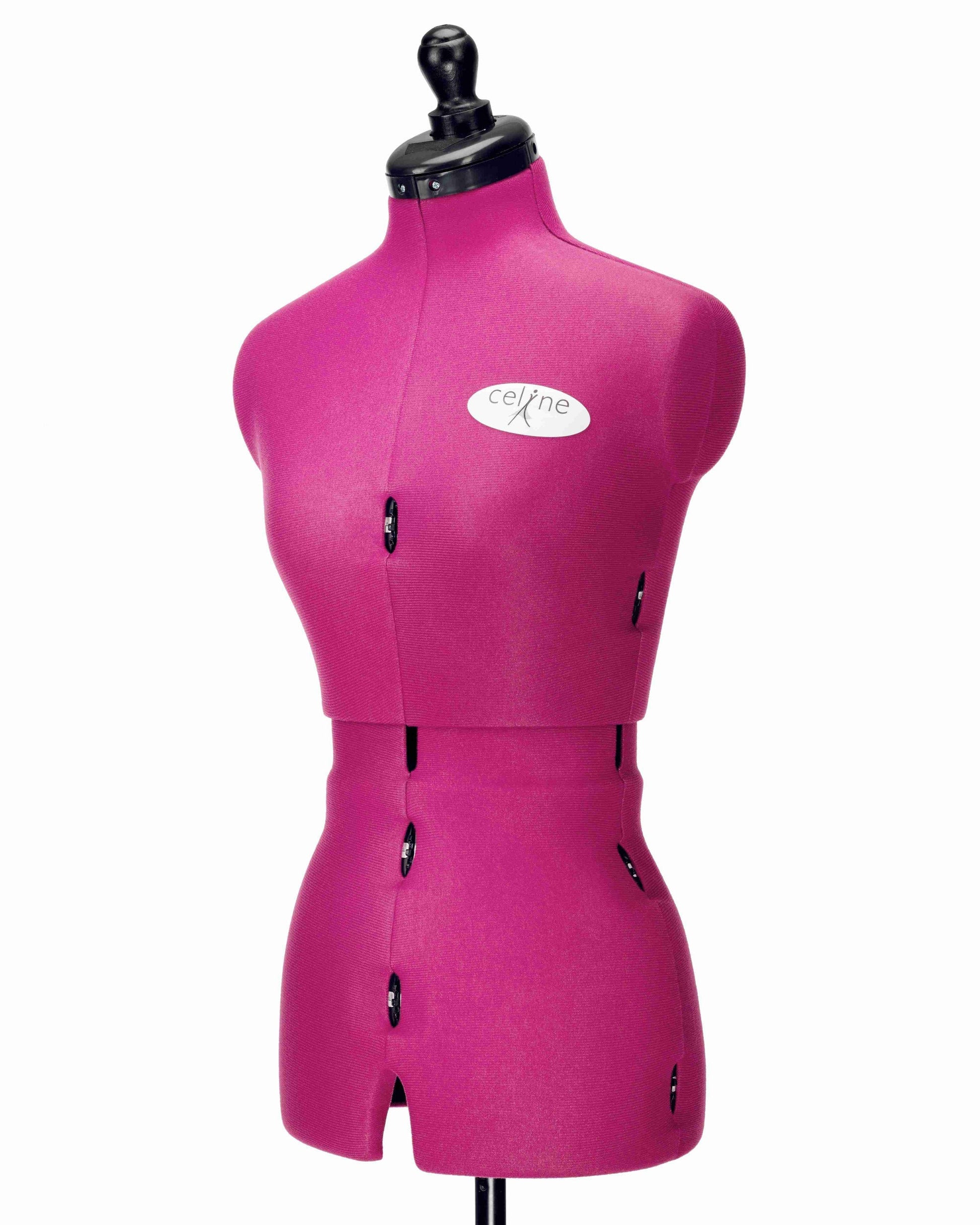 Ansicht Torso (Farbe Fuchsia) der CELINE MULTI, ohne 5-Bein Standfuß, von vorne seitlich, Rückenlängenverstellung geöffnet