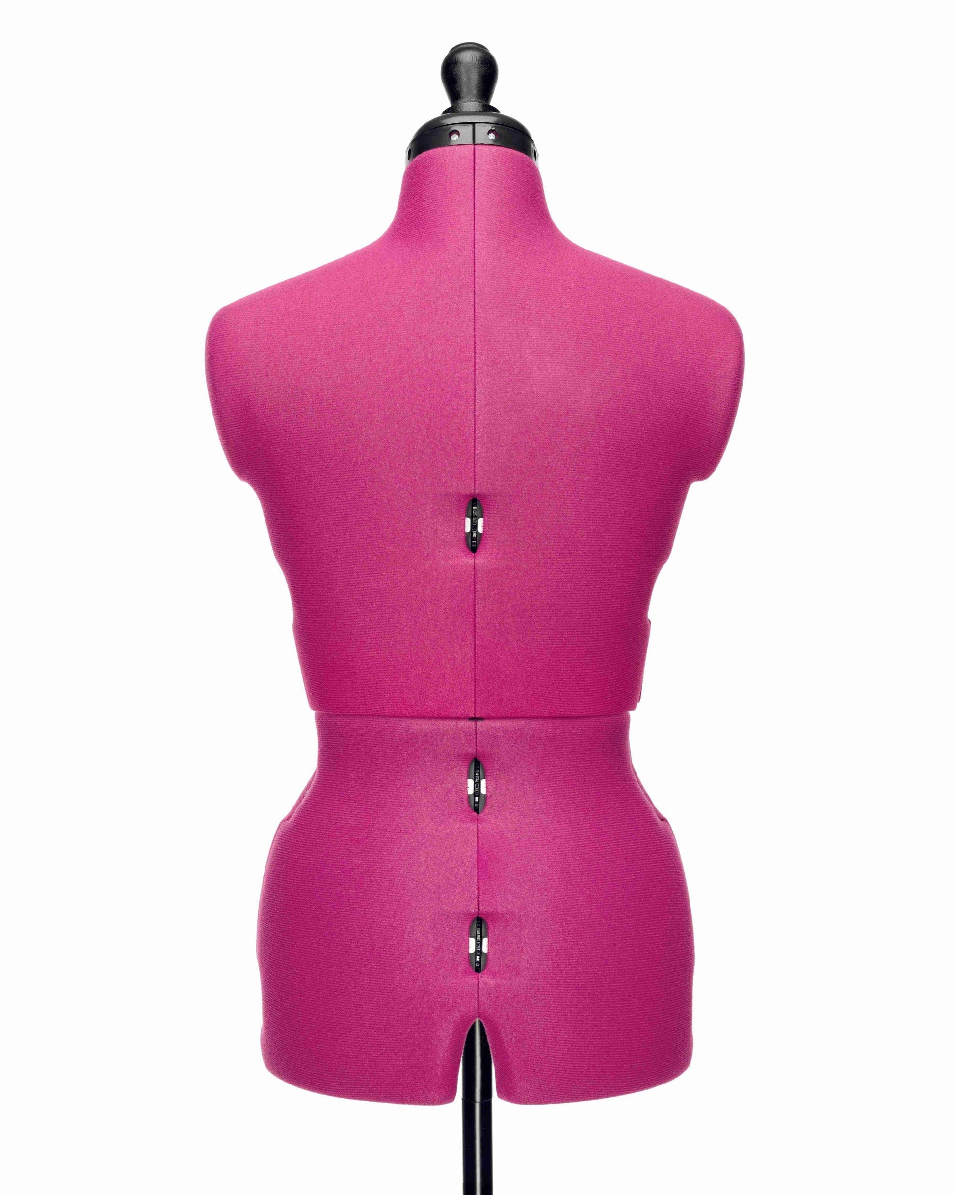 Ansicht Torso (Farbe Fuchsia) der CELINE MULTI, ohne 5-Bein Standfuß, von hinten Frontalansicht, Rückenlängenverstellung geschlosse