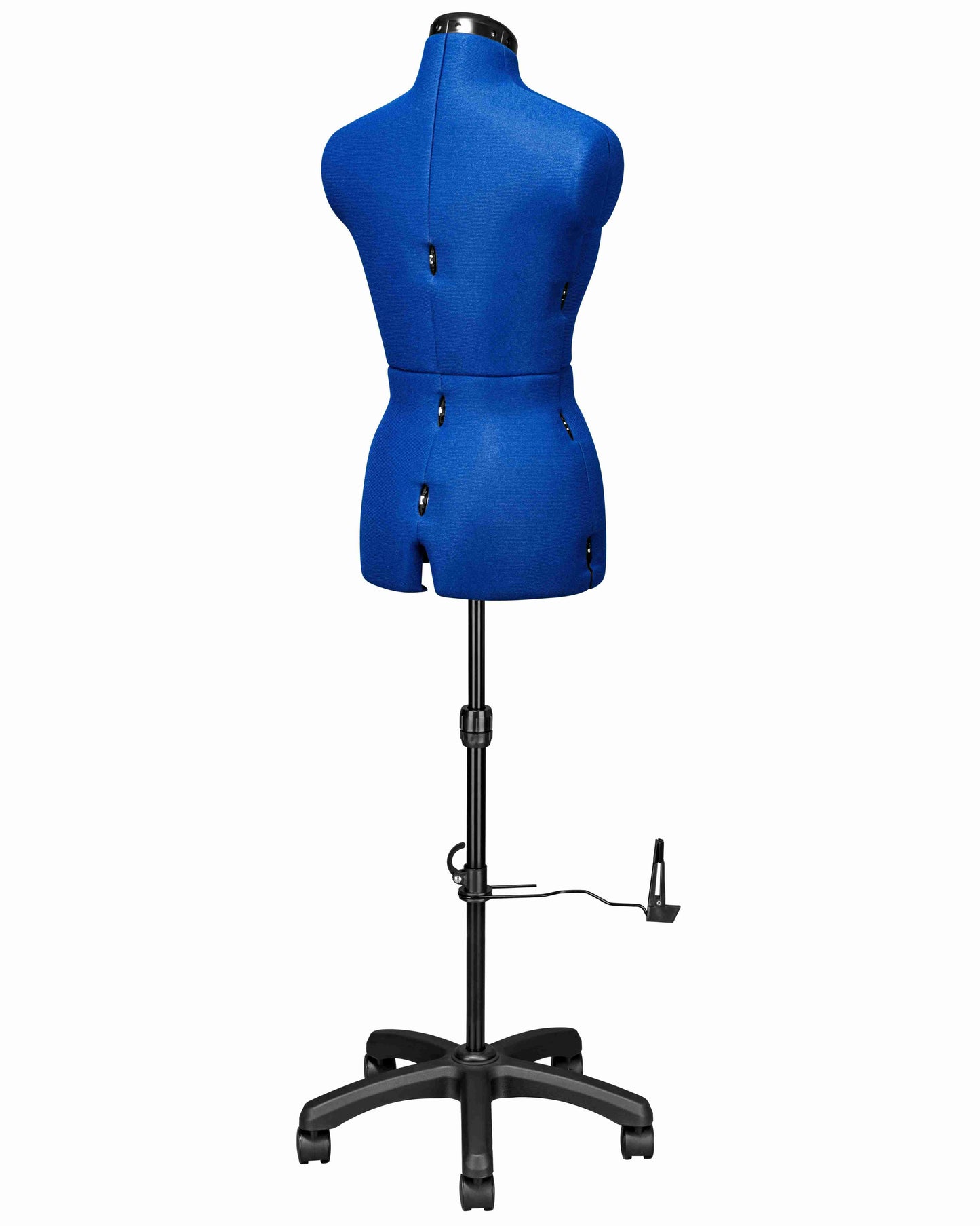 Schneiderpuppe verstellbar Dame | MAJESTIQUE MULTI | Gr.M/42-50 | 8-teilig | 5-Bein Standfuß m. Rollen | Schutzbezug Blau | komplett einstellbar