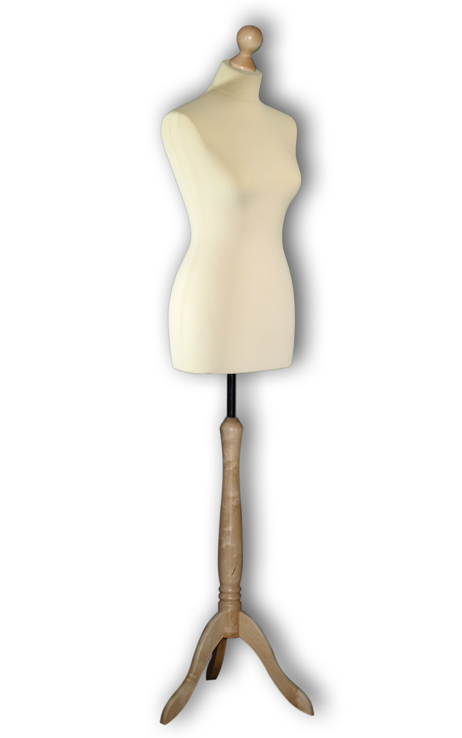 Schneiderpuppe 'MIA' (Gr. 36/38) Holzfuß Farbe Natur | Bezugfarbe hell | Schneiderbüste weiblich - DEUBL SCHNEIDERPUPPEN
