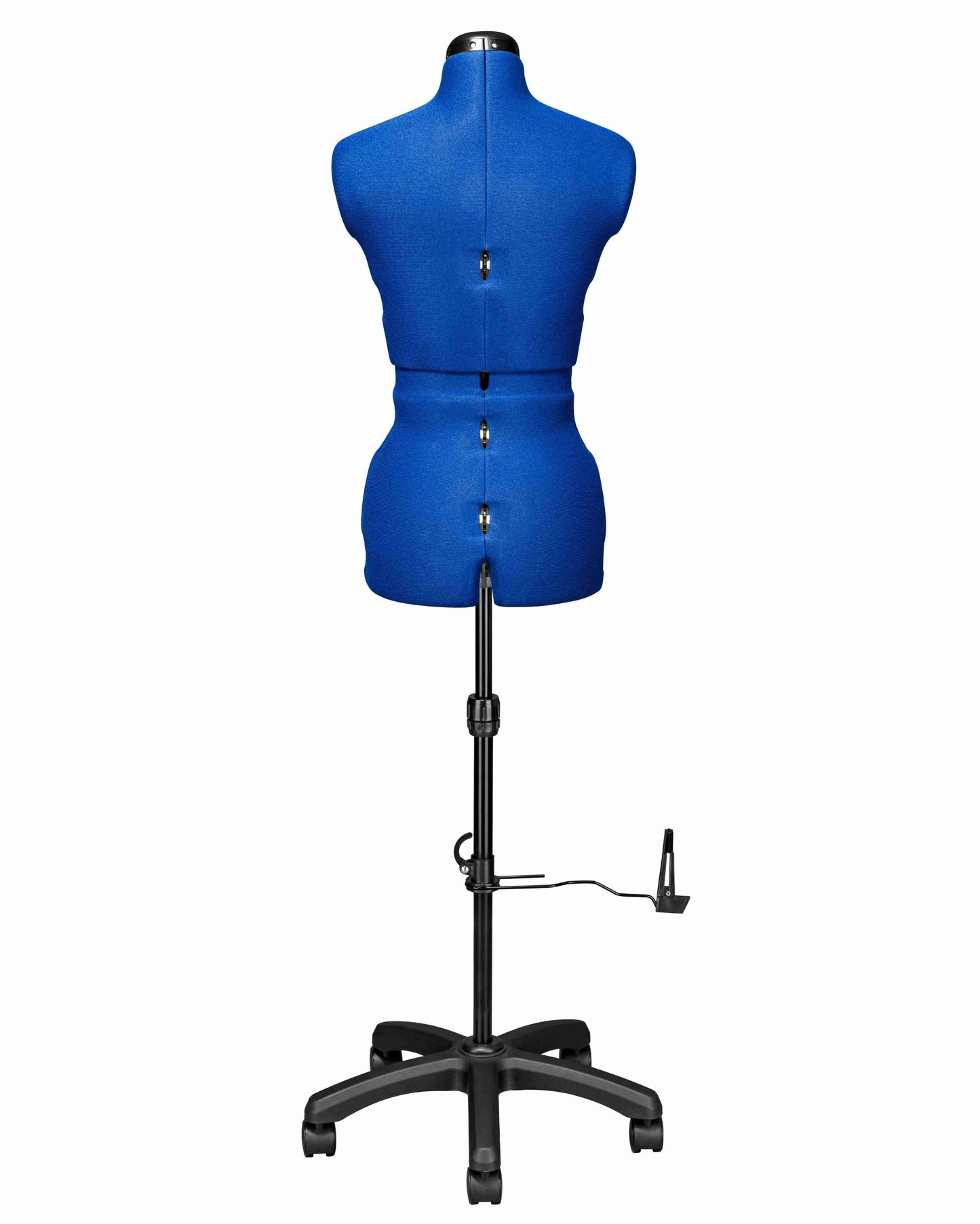 Schneiderpuppe verstellbar Dame | MAJESTIQUE MULTI | Gr.M/42-50 | 8-teilig | 5-Bein Standfuß m. Rollen | Schutzbezug Blau | komplett einstellbar