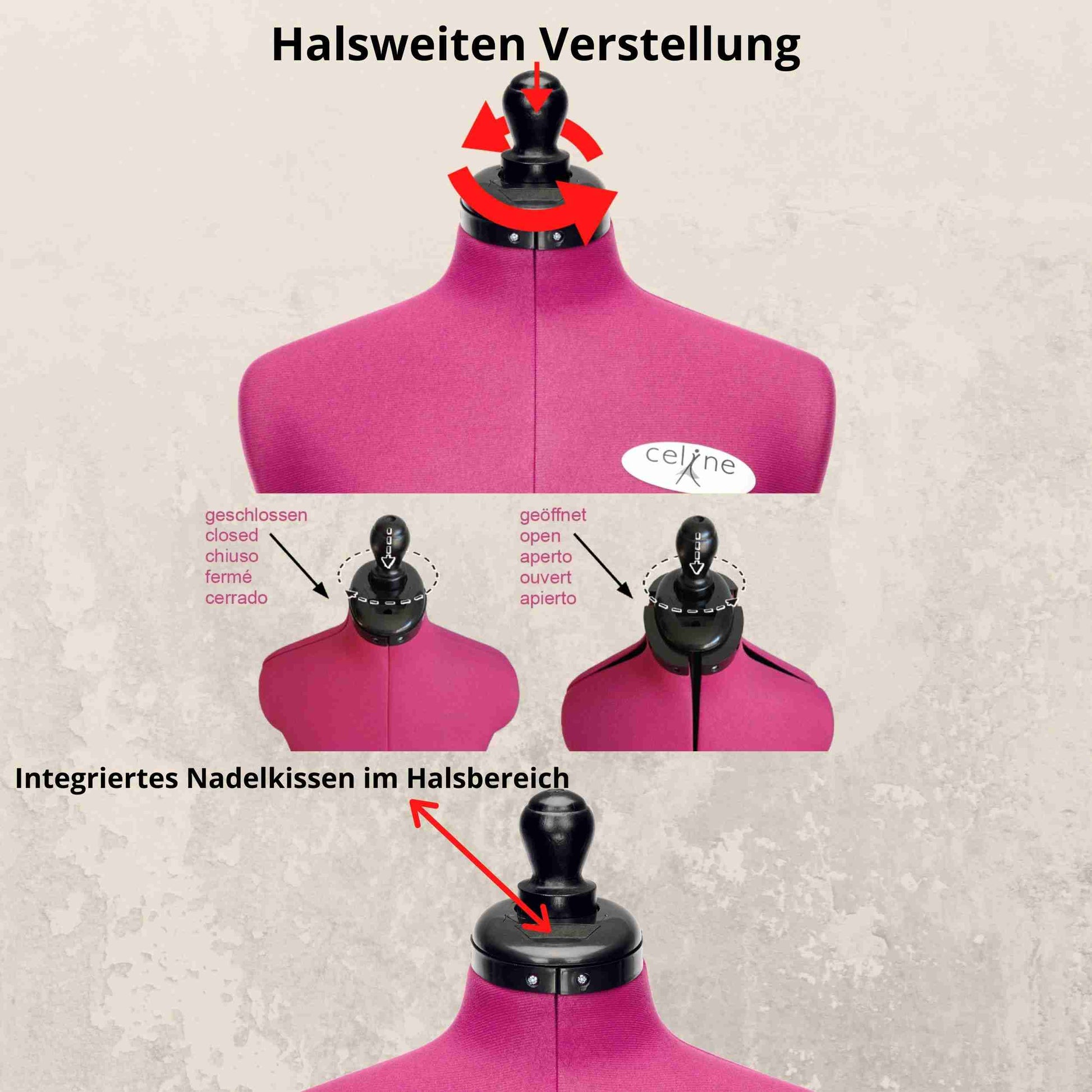 Erklärung der Halsweitenverstellung