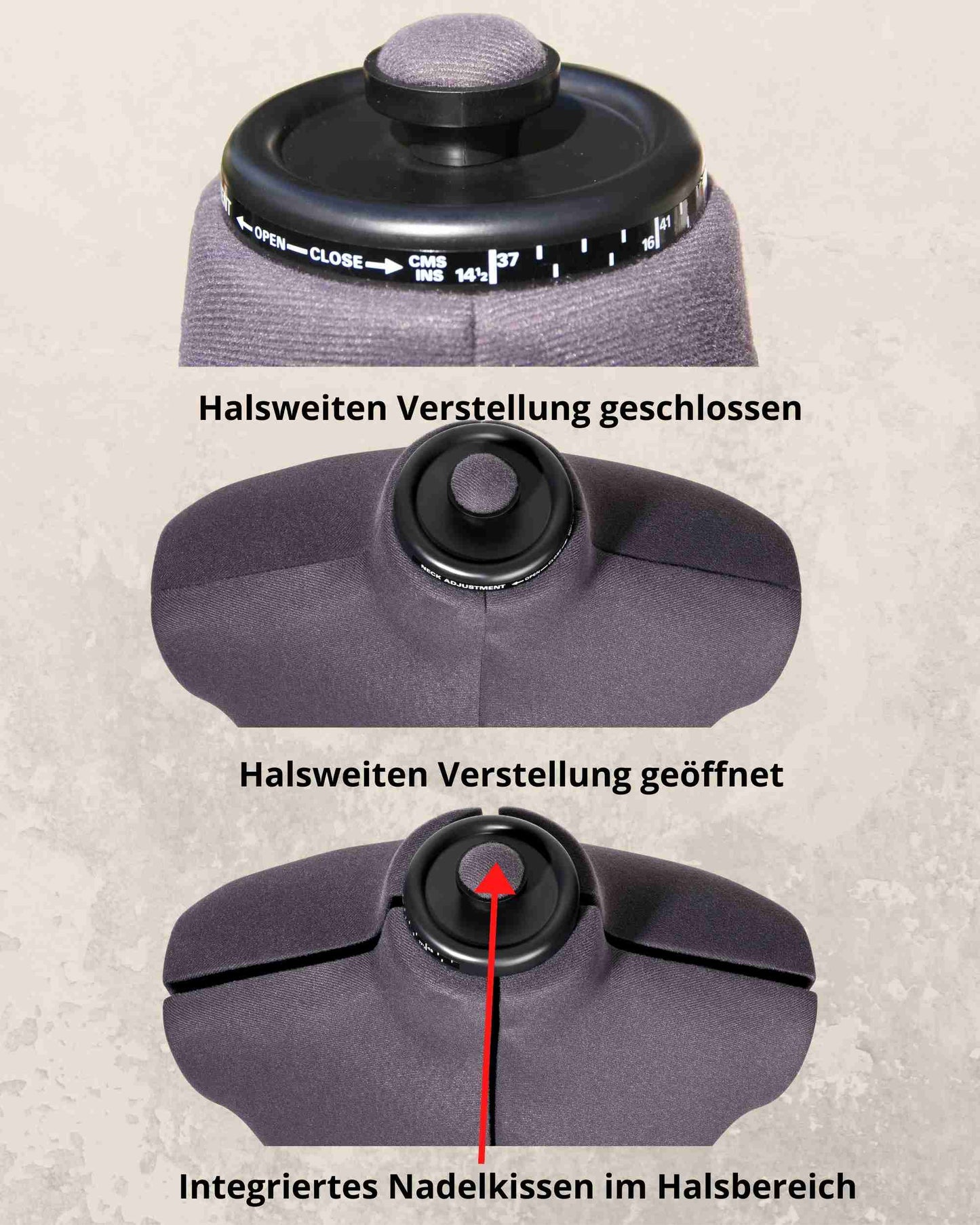 Erklärung der Halsweitenverstellung